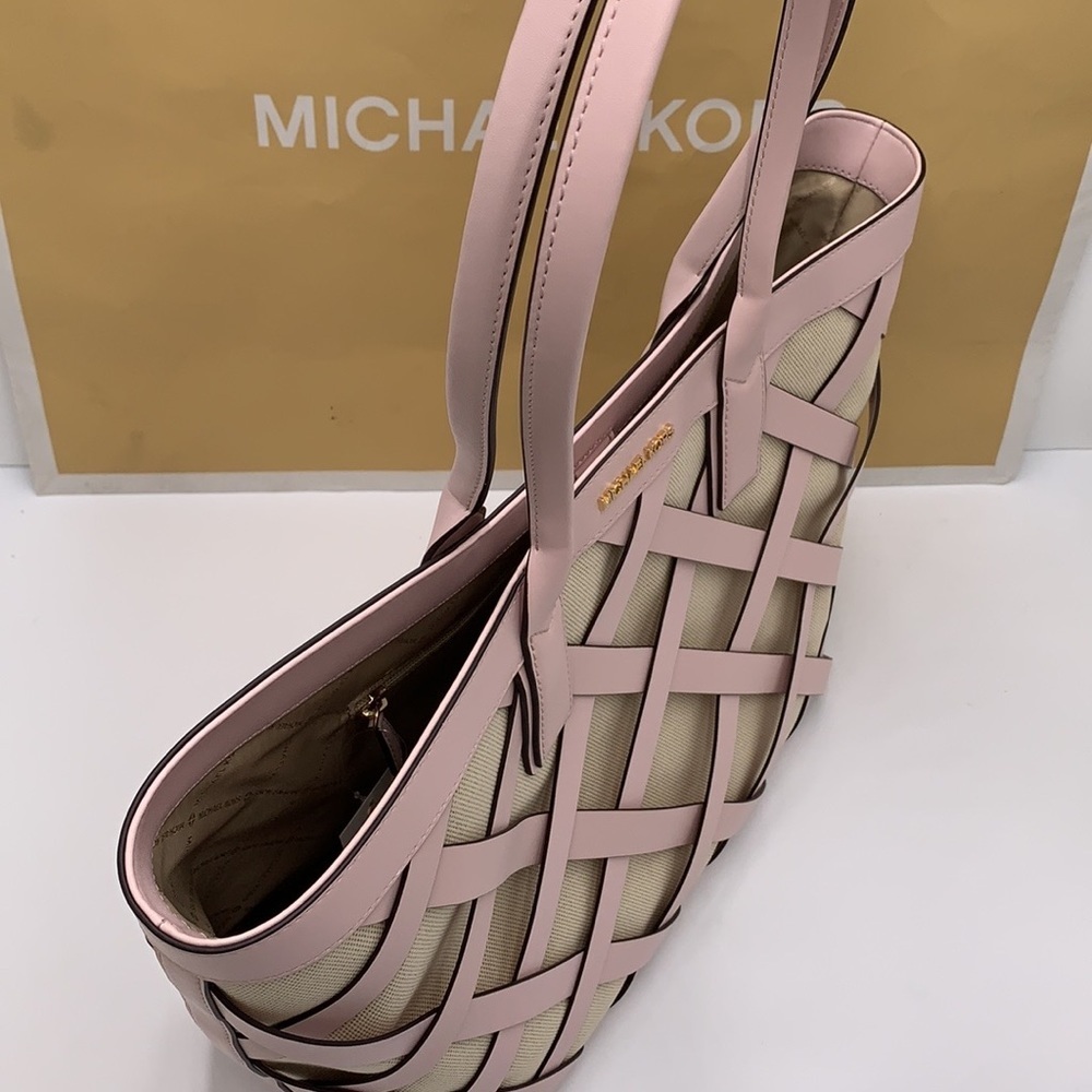 MICHAEL KORS SIENNA Large Tote Shoulder BAG In POWDER BLUSH Leather Canvas - Picture 8 of 16